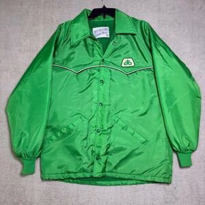 Pioneer Seeds Vintage 70s-80s Green Upstream Fleece-Lined Coach Jacket Men’s XL